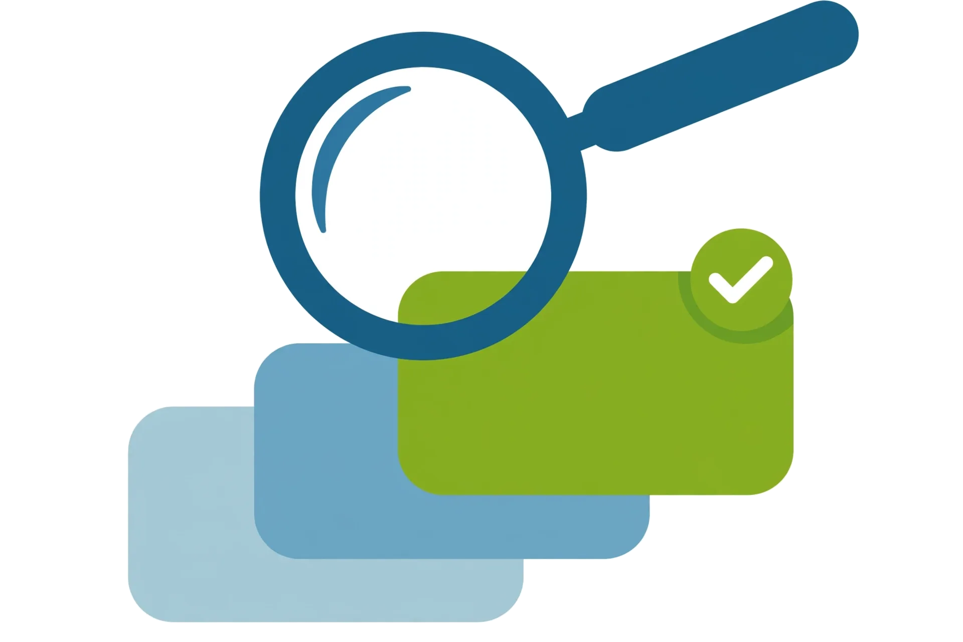Illustration of a magnifying glass comparing options and finding a match