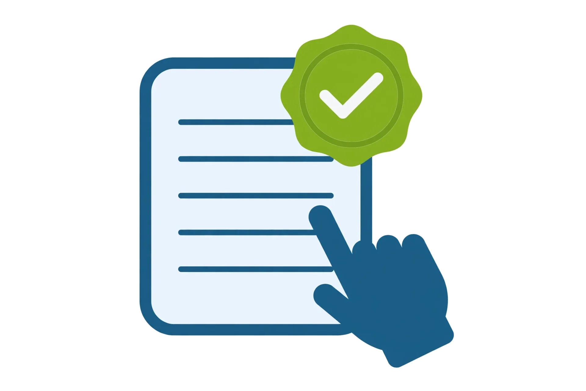 Illustration of a checked document with terms ready to review